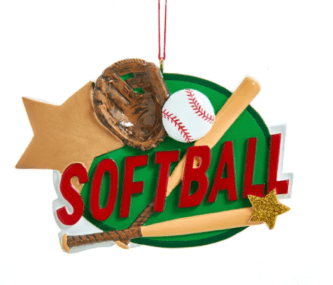 "Softball" With Equipment Ornament Personalize