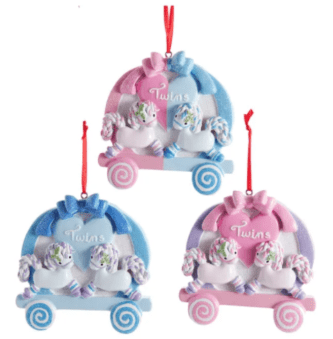 Baby Twins Pony Ornaments Personalized