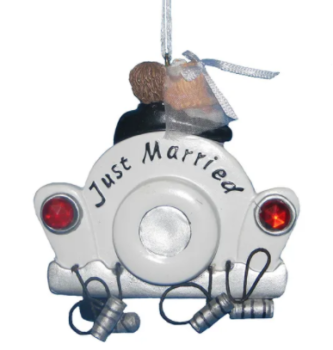 Classic Car Just Married Ornament