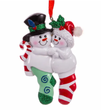 Family of Two Snowman Stocking Family Ornament