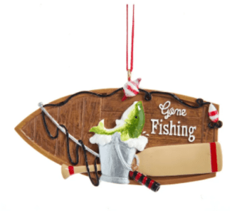 Gone Fishing Boat Ornament Personalize