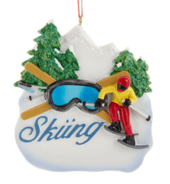 Pine Tree Skiing Ornament Personalize
