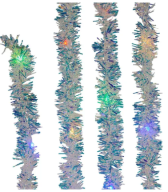 Multi color Silver Iridescent Tinsel Lights LED