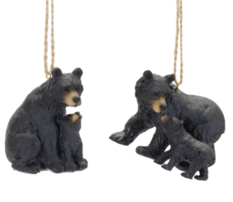 Black Bear Mom and Cub Ornaments