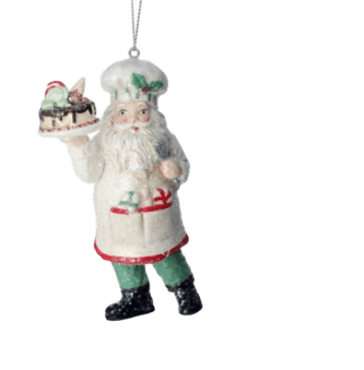 Cake Baker Santa Ornament