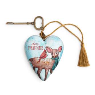 Deer Friends Christmas Art Heart Ornament