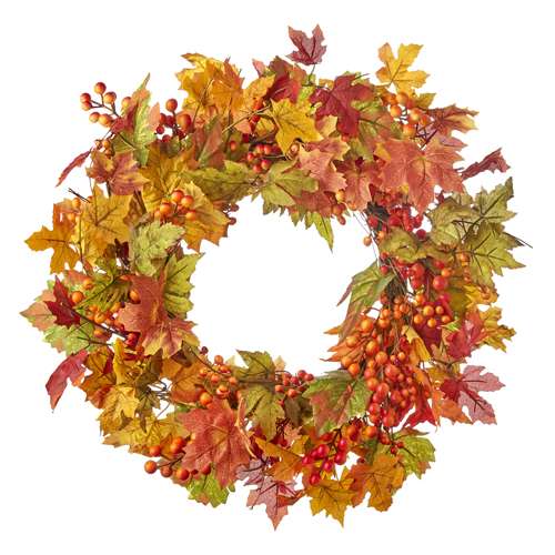 Autumn Leaves with Berries Wreath