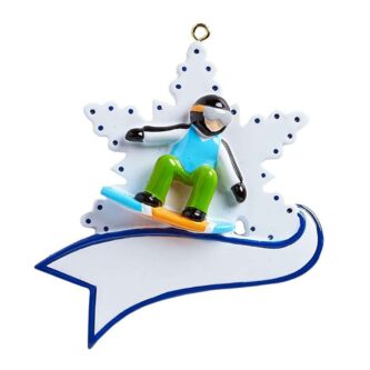 Snow Boarder On Snowflake Ornament Personalized