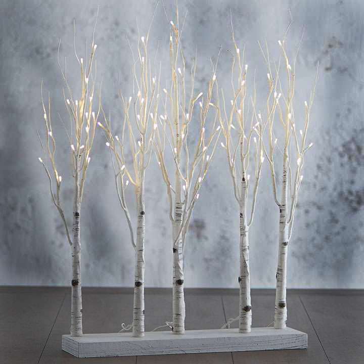 Snowy Birch Lighted Grove Tabletop Trees
