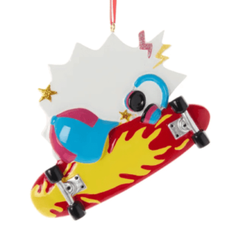 Flames Skateboard Ornament Personalize