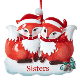 Little Foxes Sisters Ornament Personalize