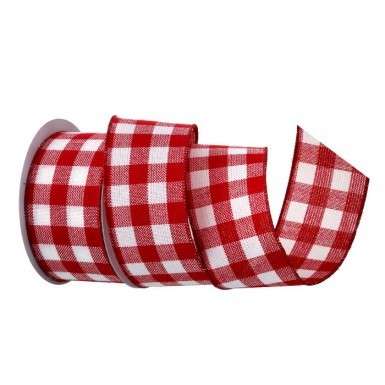 Red and White Check Ribbon