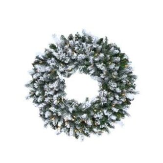 Snowtip Aspen Wreath Pre-lit Clear or Multi Color