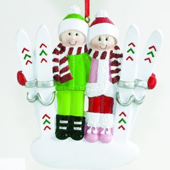 Family of Two Skiing Couple Ornament