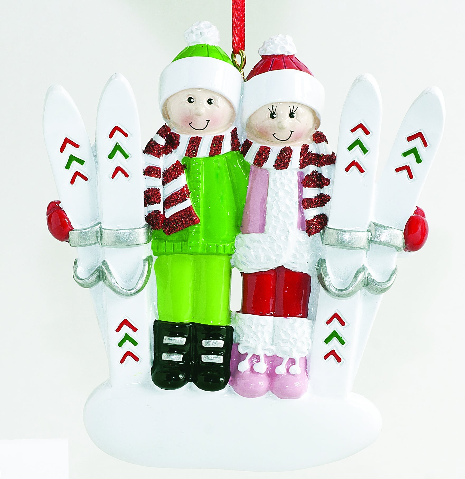 Family of Two Skiing Couple Ornament