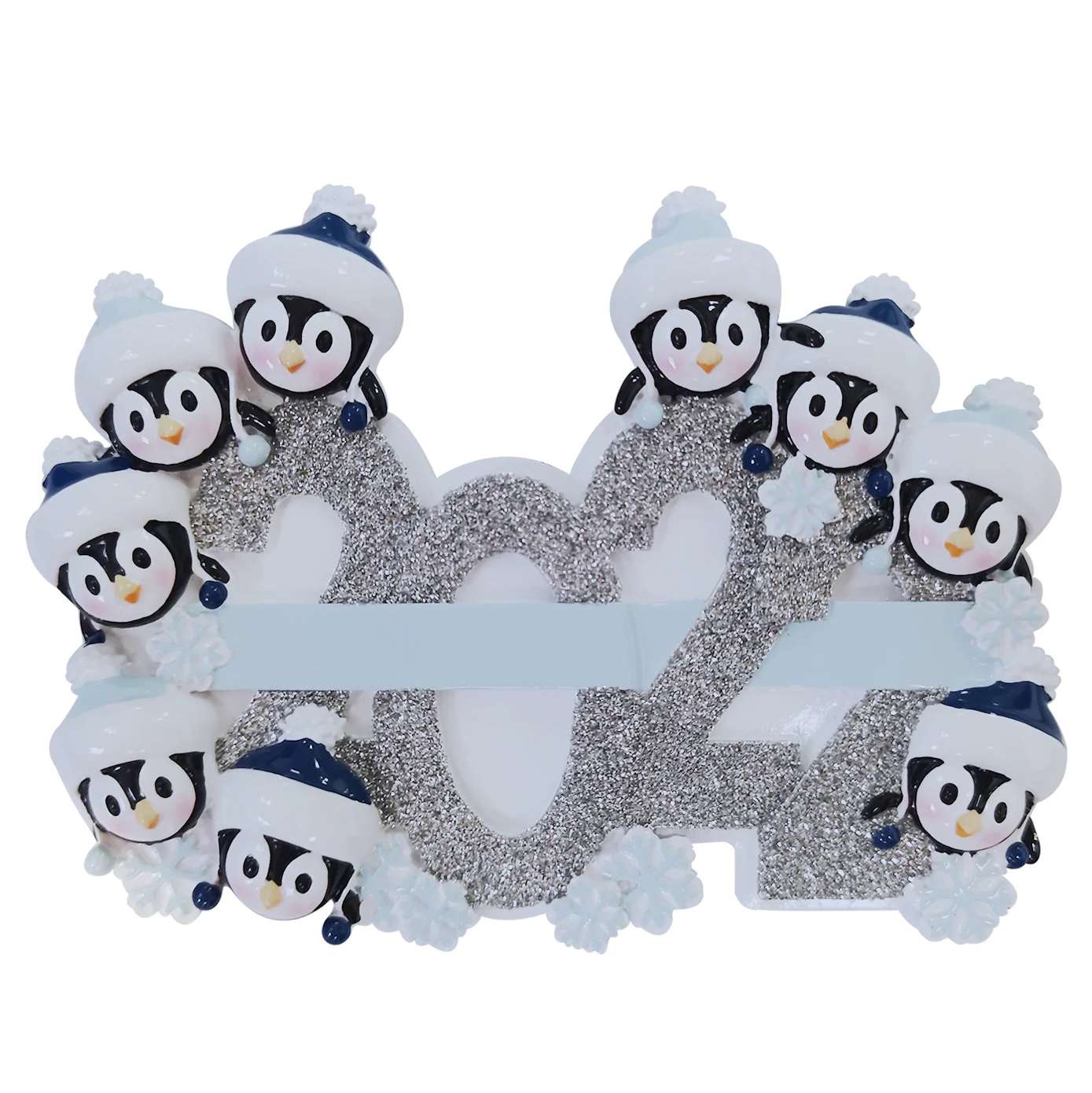 Family of Nine Penguin 2022 Family Personalized Ornament
