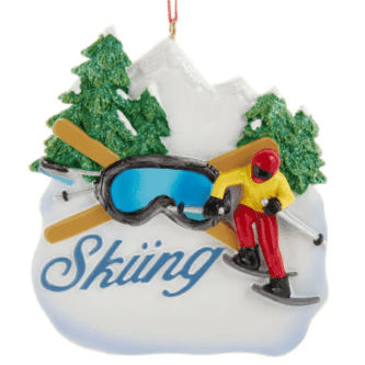Pine Tree Skiing Ornament Personalize