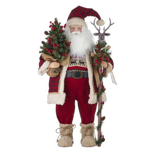 Santa With Tree and Deer Staff