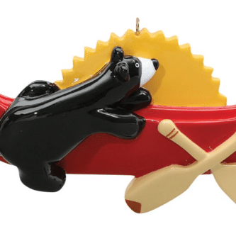 Black Bear with Canoe Personalized Ornament