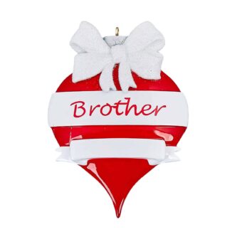 Red Ornament White Bow Brother Personalized Ornament