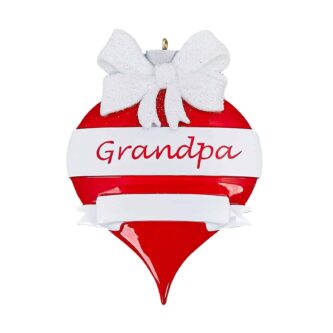 Red Ornament White Bow Grandpa Personalized Ornament