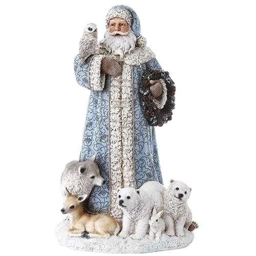 Santa With Snowy Creatures Figurine