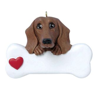 Brown Dachshund with Bone Personalized Ornament Two Colors