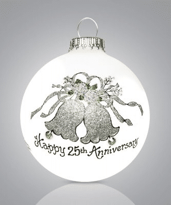 25th Anniversary Bells Glass Ball Ornament