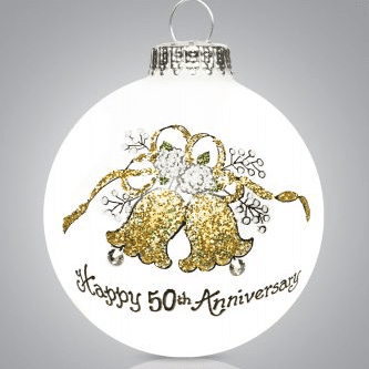 50th Anniversary Bells Glass Ball Ornament