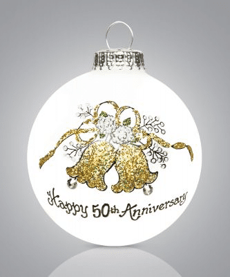 50th Anniversary Bells Glass Ball Ornament