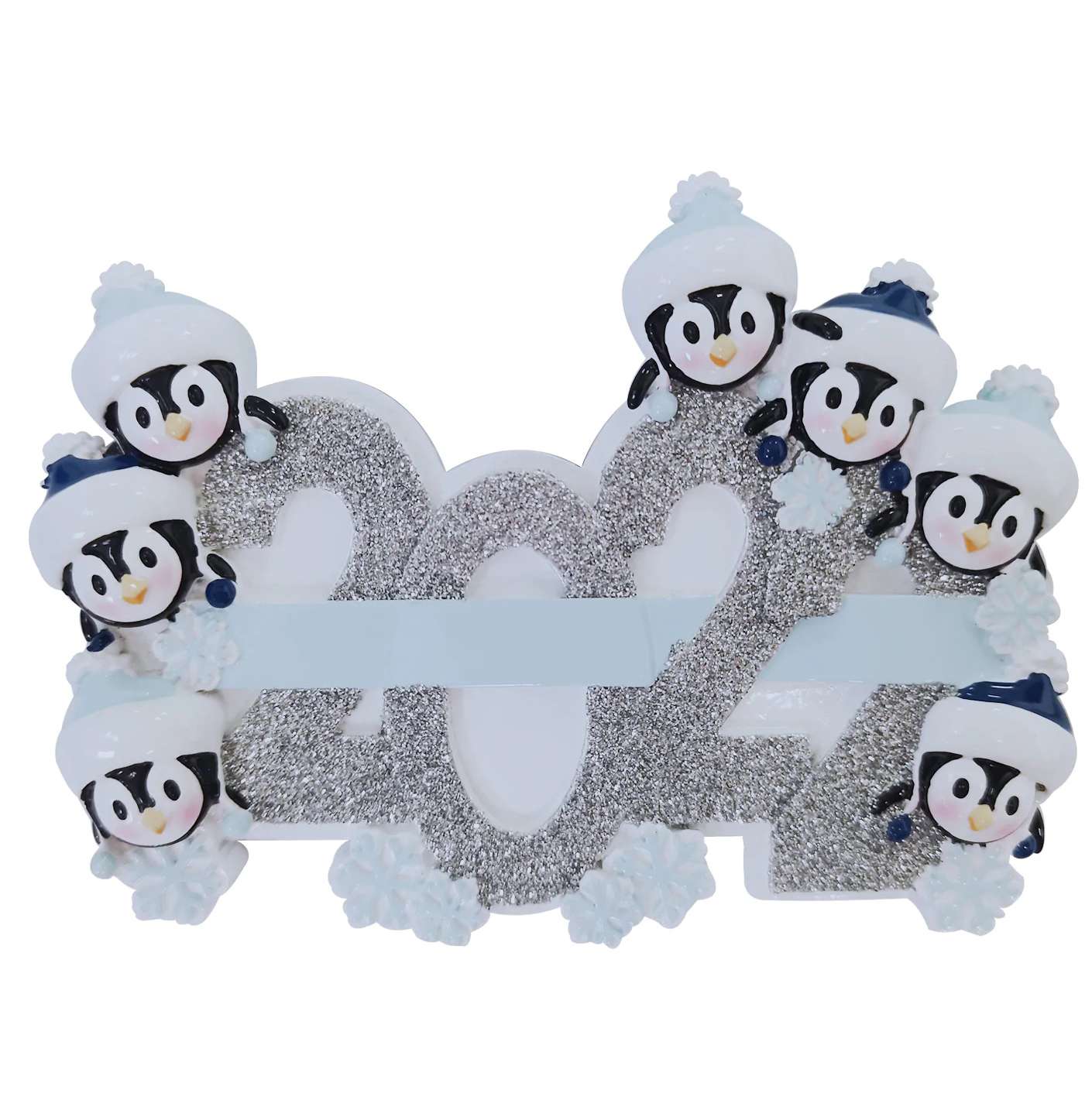 Family of Seven Penguin 2022 Family Personalized Ornament