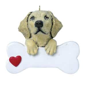 Yellow Lab with Dog Bone Personalized Ornament