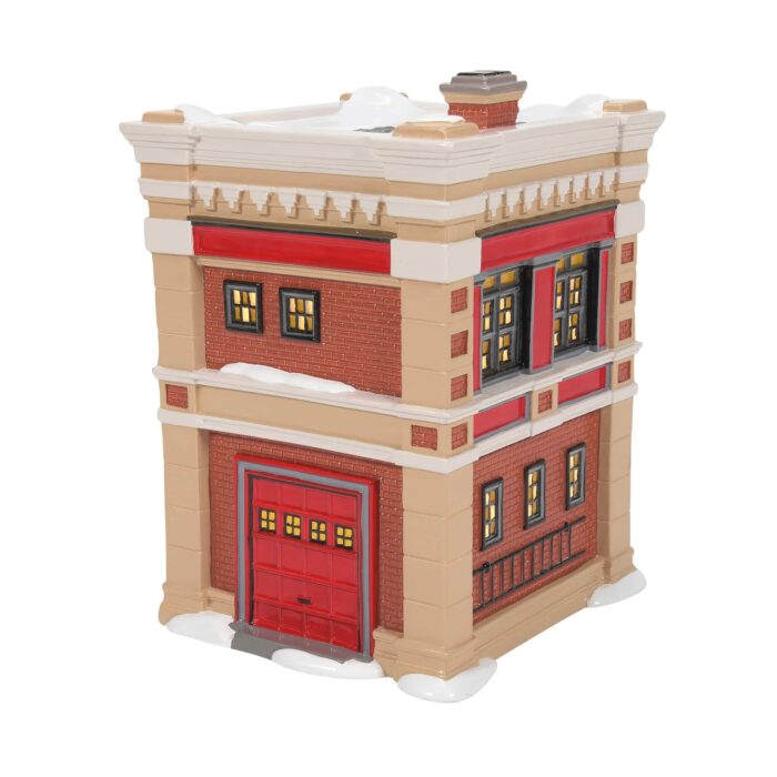 Engine 223 Fire House and Accessories Dept 56 Snow Village Back