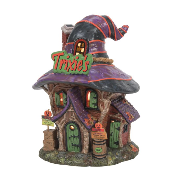 Trixies Tricks Treats and Squirting Frogs Dept 56 Halloween Village FRONT