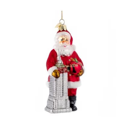 Santa With Empire State Building Ornament