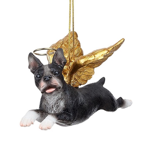 Boston Terrier Golden Wing Angel Ornament
