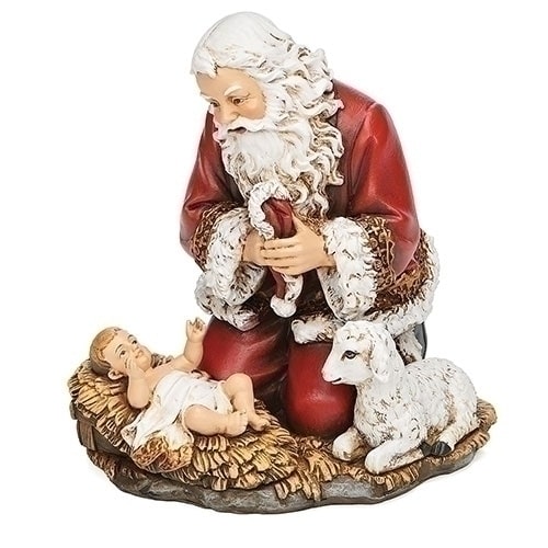 Santa Adores Baby Jesus Figurine