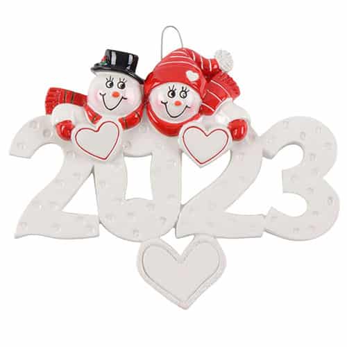 2023 Holiday Snowman Couple Ornament Personalized