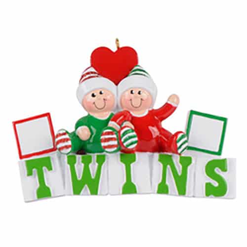 Heart Christmas Twins Ornament Personalized