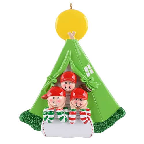 Tent Camping Family Ornament Personalized 3